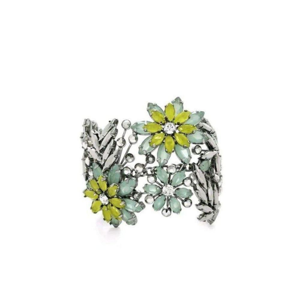 BCBGMAXAZRIA - Green Floral Stone Cuff Bracelet